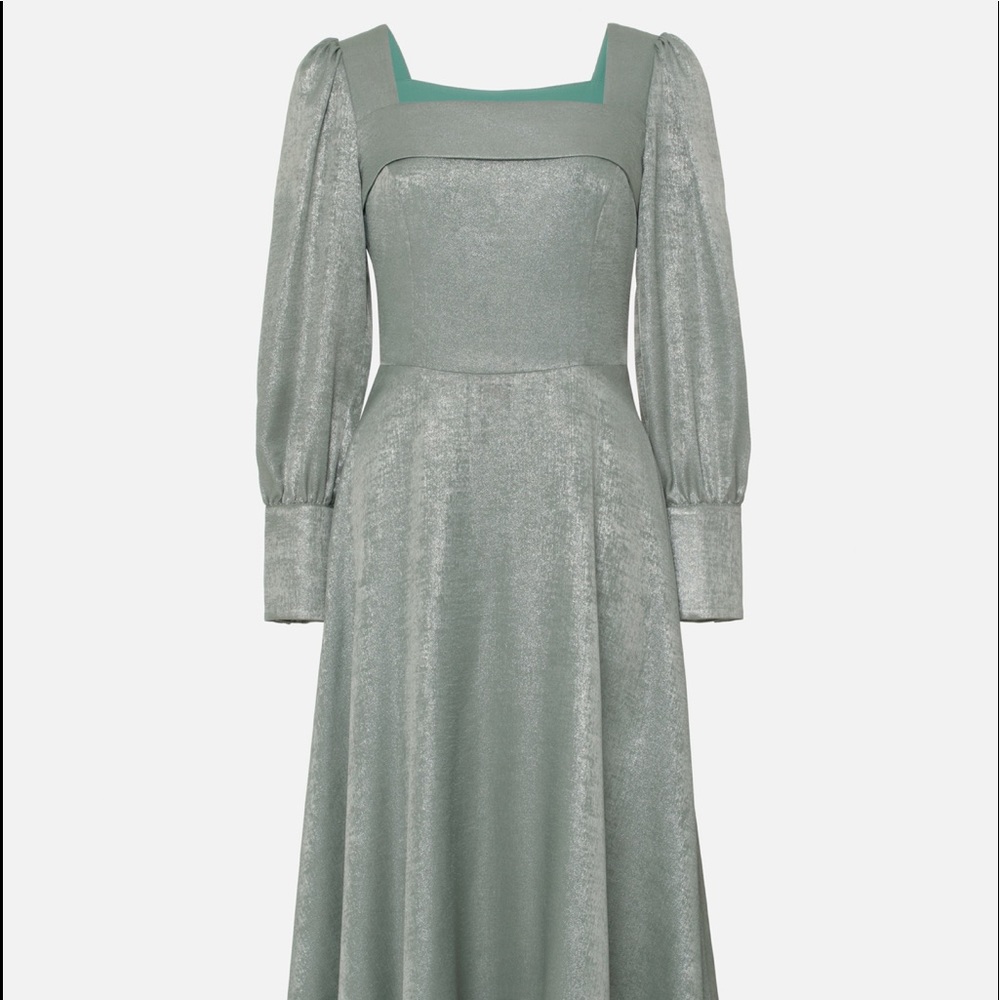 Lichi Flared metallic midi dress